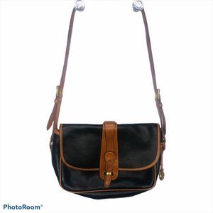 Dooney & Bourke Vintage AWL‎ Navy Crossbody Bag Tan Leather Rare Blue Purse Flap
